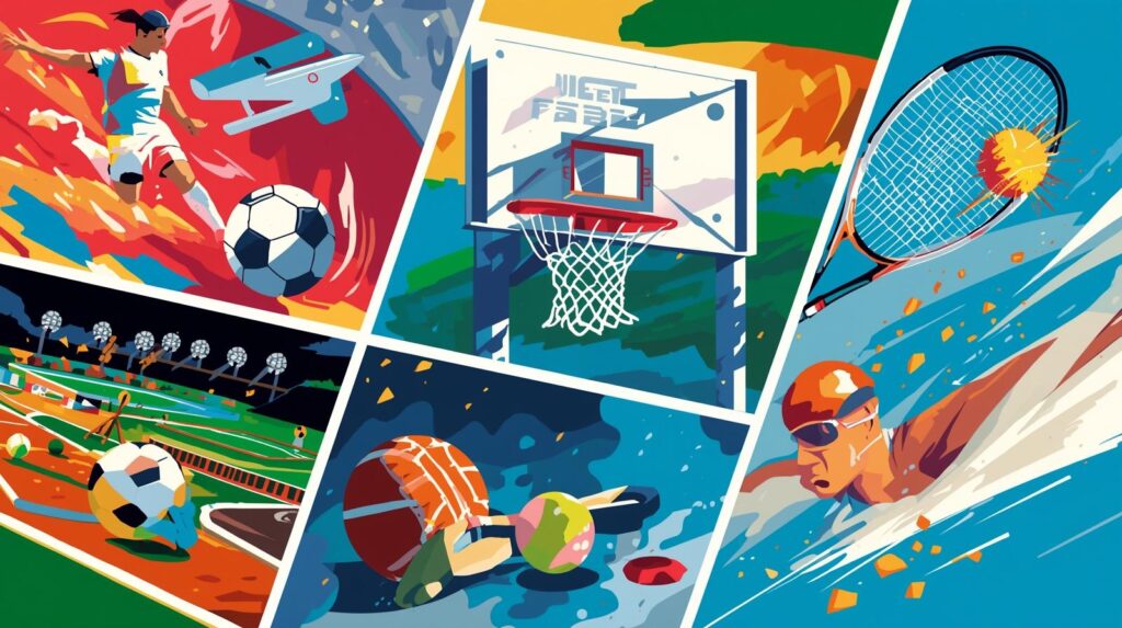 a phone wallpaper reflecting major sports in portrait mode